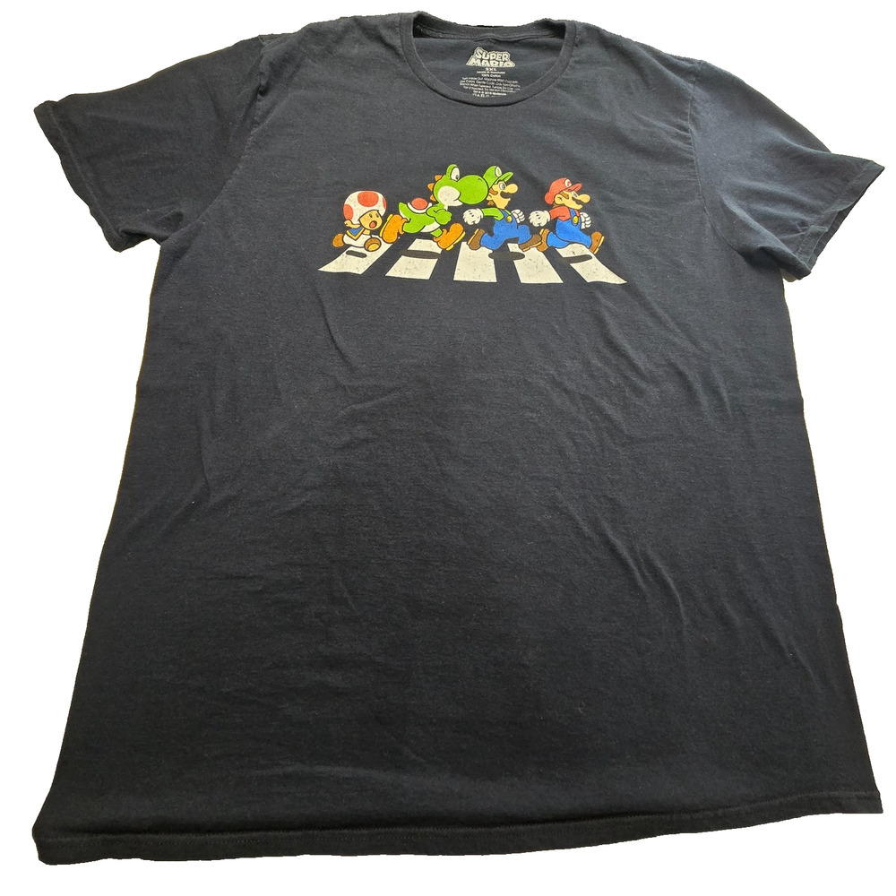 Super Mario Bros Beatles Abbey Road Spoof T-Shirt size 2XL Preowned